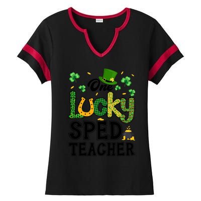 One Lucky Sped Teacher St Patricks Day Funny Gift Ladies Halftime Notch Neck Tee