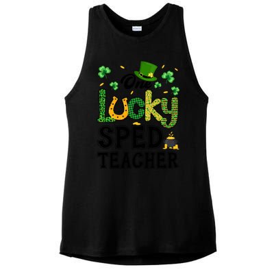 One Lucky Sped Teacher St Patricks Day Funny Gift Ladies PosiCharge Tri-Blend Wicking Tank