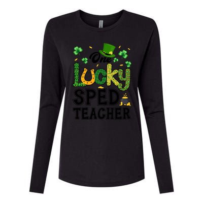 One Lucky Sped Teacher St Patricks Day Funny Gift Womens Cotton Relaxed Long Sleeve T-Shirt