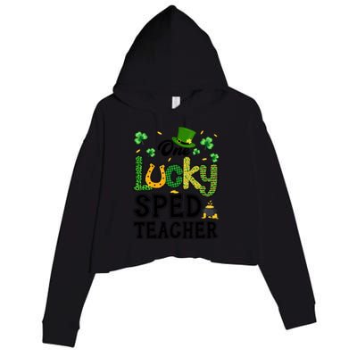 One Lucky Sped Teacher St Patricks Day Funny Gift Crop Fleece Hoodie