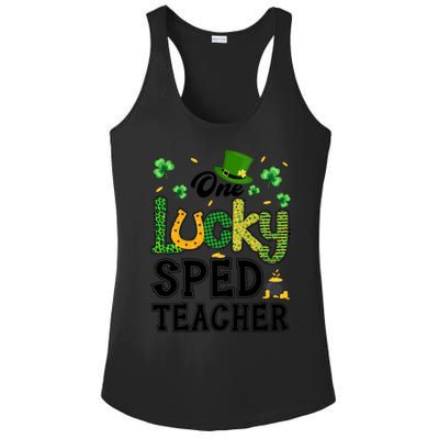 One Lucky Sped Teacher St Patricks Day Funny Gift Ladies PosiCharge Competitor Racerback Tank