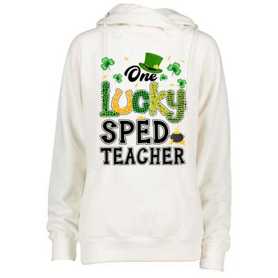 One Lucky Sped Teacher St Patricks Day Funny Gift Womens Funnel Neck Pullover Hood