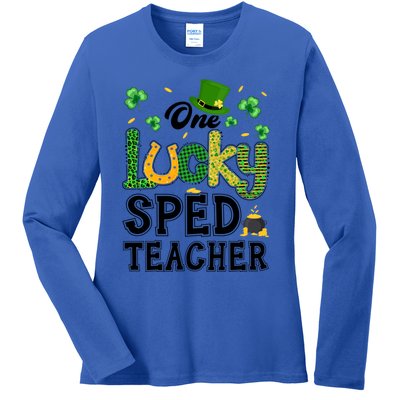 One Lucky Sped Teacher St Patricks Day Funny Gift Ladies Long Sleeve Shirt