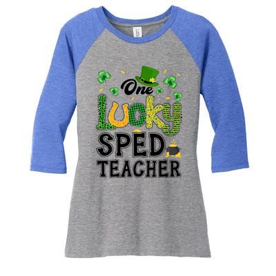 One Lucky Sped Teacher St Patricks Day Funny Gift Women's Tri-Blend 3/4-Sleeve Raglan Shirt