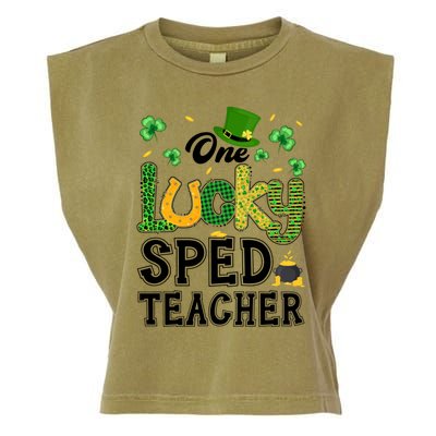 One Lucky Sped Teacher St Patricks Day Funny Gift Garment-Dyed Women's Muscle Tee