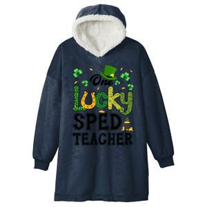 One Lucky Sped Teacher St Patricks Day Funny Gift Hooded Wearable Blanket