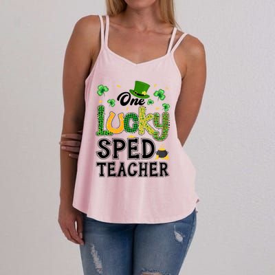 One Lucky Sped Teacher St Patricks Day Funny Gift Women's Strappy Tank