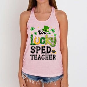 One Lucky Sped Teacher St Patricks Day Funny Gift Women's Knotted Racerback Tank