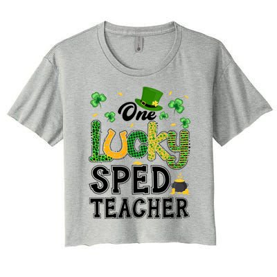 One Lucky Sped Teacher St Patricks Day Funny Gift Women's Crop Top Tee