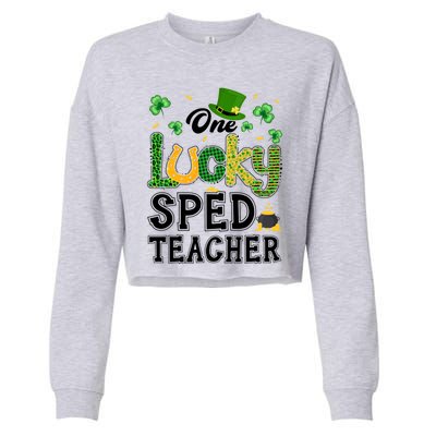 One Lucky Sped Teacher St Patricks Day Funny Gift Cropped Pullover Crew