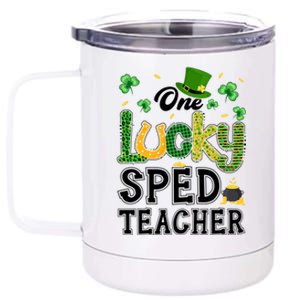 One Lucky Sped Teacher St Patricks Day Funny Gift 12 oz Stainless Steel Tumbler Cup