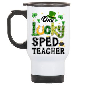 One Lucky Sped Teacher St Patricks Day Funny Gift Stainless Steel Travel Mug