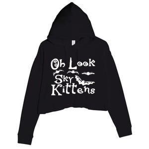 Oh Look Sky Kittens Bats Bat Crop Fleece Hoodie