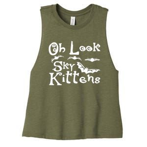 Oh Look Sky Kittens Bats Bat Women's Racerback Cropped Tank