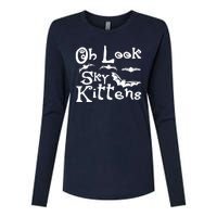 Oh Look Sky Kittens Bats Bat Womens Cotton Relaxed Long Sleeve T-Shirt