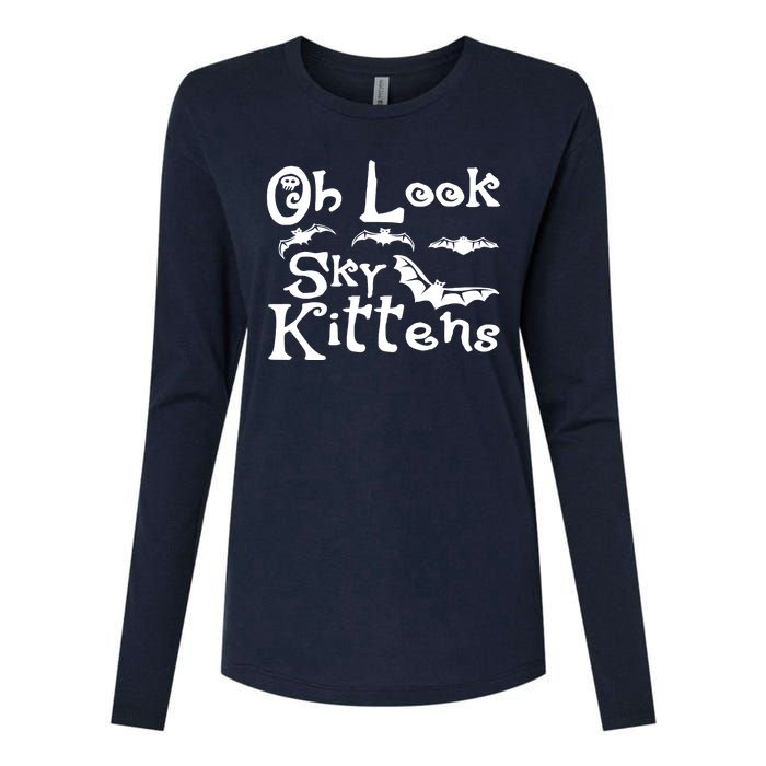 Oh Look Sky Kittens Bats Bat Womens Cotton Relaxed Long Sleeve T-Shirt