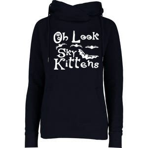 Oh Look Sky Kittens Bats Bat Womens Funnel Neck Pullover Hood