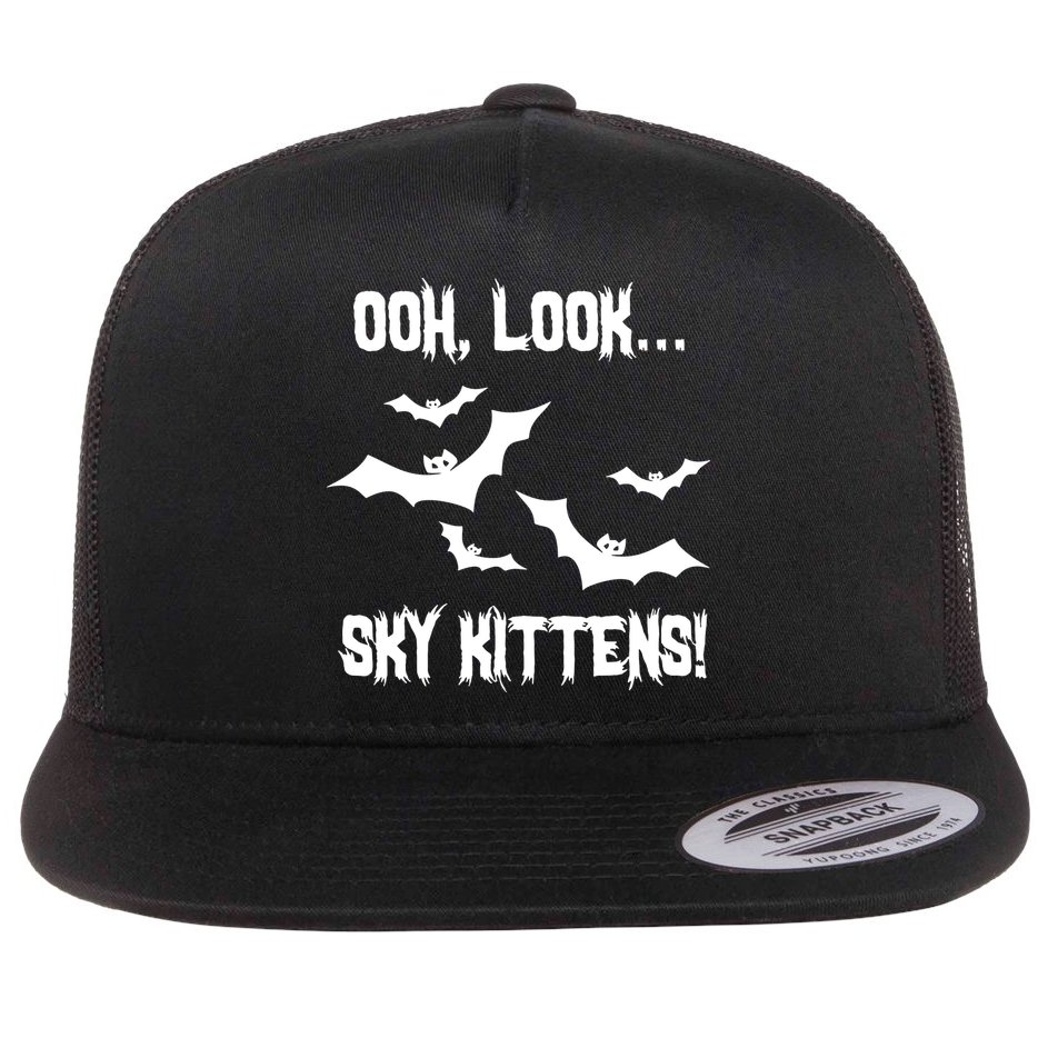 OOh Look... Sky Kittens Funny Flat Bill Trucker Hat