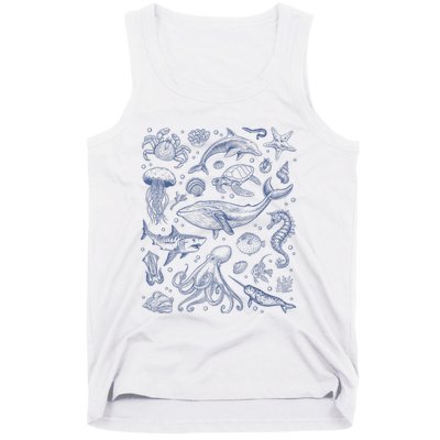 Ocean Life Sea Aesthetic Dolphin Beach 90s Vintage Sea Animals Marine Science Tank Top