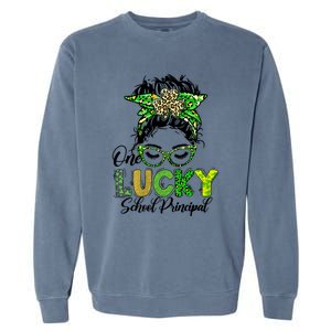 One Lucky School Principal Happy St Patricks Day Gift Garment-Dyed Sweatshirt