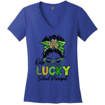 One Lucky School Principal Happy St Patricks Day Gift Women's V-Neck T-Shirt