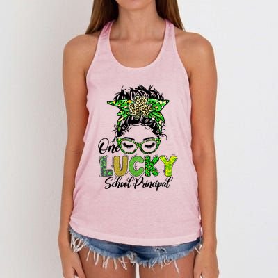 One Lucky School Principal Happy St Patricks Day Gift Women's Knotted Racerback Tank