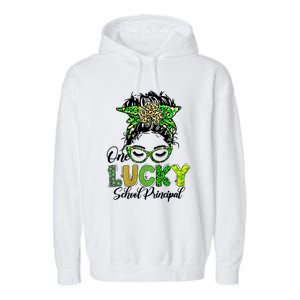 One Lucky School Principal Happy St Patricks Day Gift Garment-Dyed Fleece Hoodie