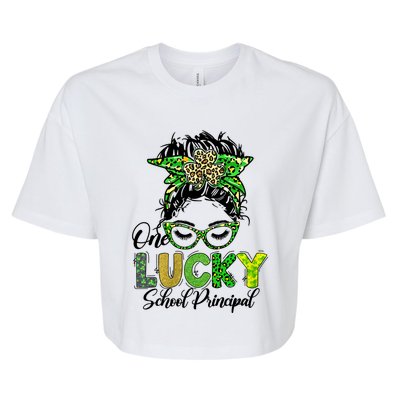 One Lucky School Principal Happy St Patricks Day Gift Bella+Canvas Jersey Crop Tee