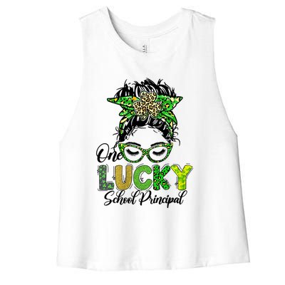 One Lucky School Principal Happy St Patricks Day Gift Women's Racerback Cropped Tank