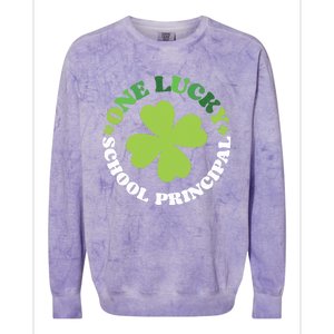 One Lucky School Principal Irish Clovers St Patrick's Day Cool Gift Colorblast Crewneck Sweatshirt