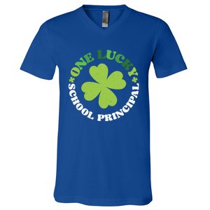 One Lucky School Principal Irish Clovers St Patrick's Day Cool Gift V-Neck T-Shirt