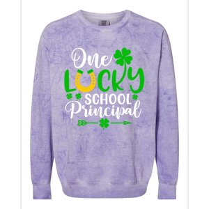 One Lucky School Principal Gift Funny St Patrick's Day Cool Gift Colorblast Crewneck Sweatshirt