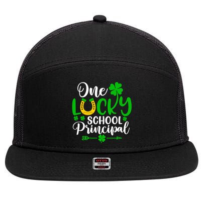 One Lucky School Principal Gift Funny St Patrick's Day Cool Gift 7 Panel Mesh Trucker Snapback Hat