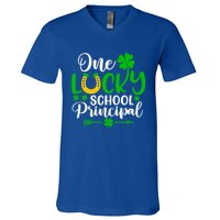 One Lucky School Principal Gift Funny St Patrick's Day Cool Gift V-Neck T-Shirt