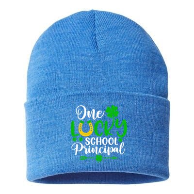 One Lucky School Principal Gift Funny St Patrick's Day Cool Gift Sustainable Knit Beanie