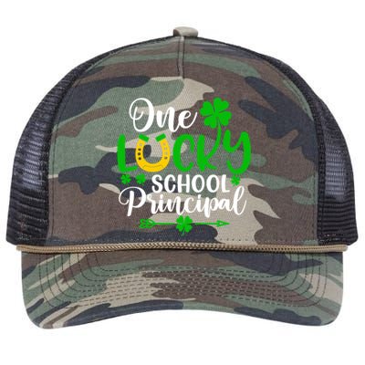 One Lucky School Principal Gift Funny St Patrick's Day Cool Gift Retro Rope Trucker Hat Cap