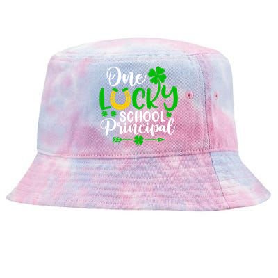 One Lucky School Principal Gift Funny St Patrick's Day Cool Gift Tie-Dyed Bucket Hat