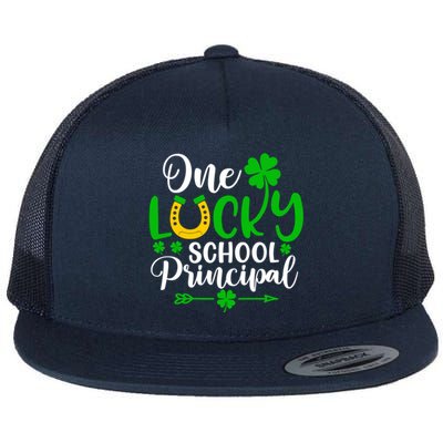 One Lucky School Principal Gift Funny St Patrick's Day Cool Gift Flat Bill Trucker Hat