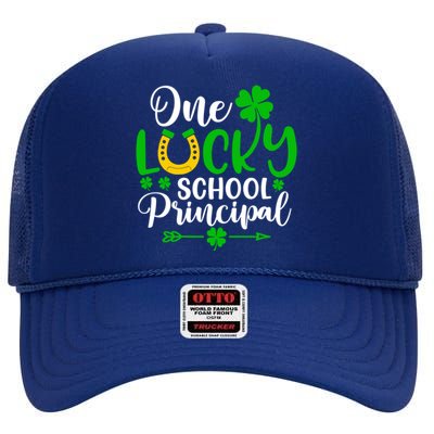 One Lucky School Principal Gift Funny St Patrick's Day Cool Gift High Crown Mesh Back Trucker Hat