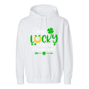 One Lucky School Principal Gift Funny St Patrick's Day Cool Gift Garment-Dyed Fleece Hoodie