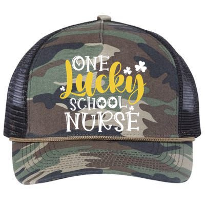 One Lucky School Nurse Cool Gift St Patricks Day Funny School Nurse Gift Retro Rope Trucker Hat Cap