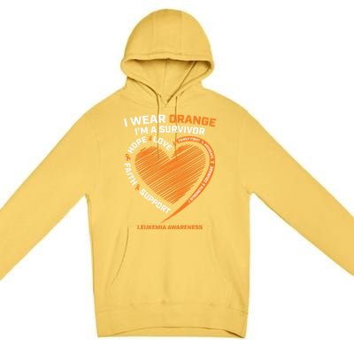 Orange Leukemia Survivor Gift Cancer Survivor Funny Gift Premium Pullover Hoodie