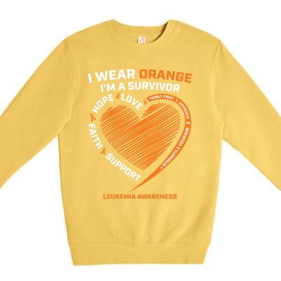 Orange Leukemia Survivor Gift Cancer Survivor Funny Gift Premium Crewneck Sweatshirt