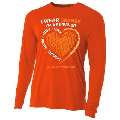 Orange Leukemia Survivor Gift Cancer Survivor Funny Gift Cooling Performance Long Sleeve Crew