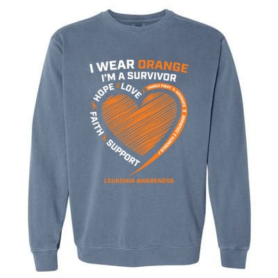 Orange Leukemia Survivor Gift Cancer Survivor Funny Gift Garment-Dyed Sweatshirt