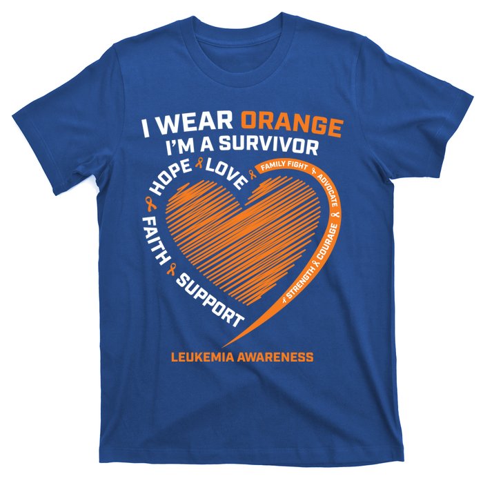 Orange Leukemia Survivor Gift Cancer Survivor Funny Gift T-Shirt