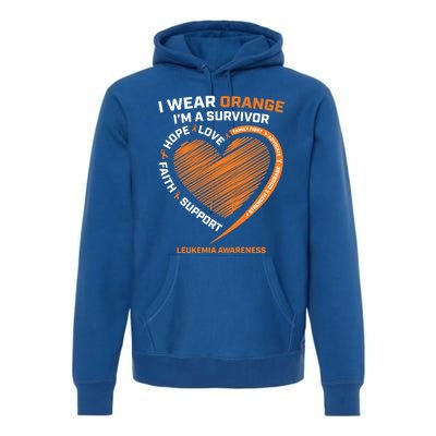 Orange Leukemia Survivor Gift Cancer Survivor Funny Gift Premium Hoodie