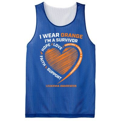 Orange Leukemia Survivor Gift Cancer Survivor Funny Gift Mesh Reversible Basketball Jersey Tank