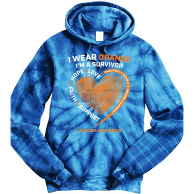 Orange Leukemia Survivor Gift Cancer Survivor Funny Gift Tie Dye Hoodie