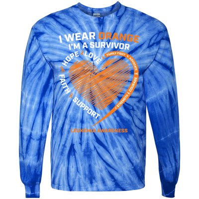 Orange Leukemia Survivor Gift Cancer Survivor Funny Gift Tie-Dye Long Sleeve Shirt